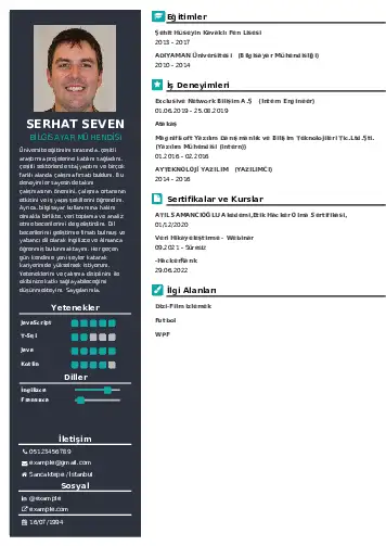 Bilgisayar Mühendisi CV Örnekleri cv indir